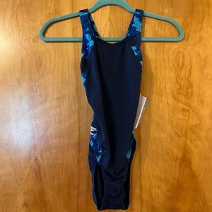 Speedo Women's ENDURANCE Swimsuit Swim Suit Vintage Blue Camo NWT Size 26